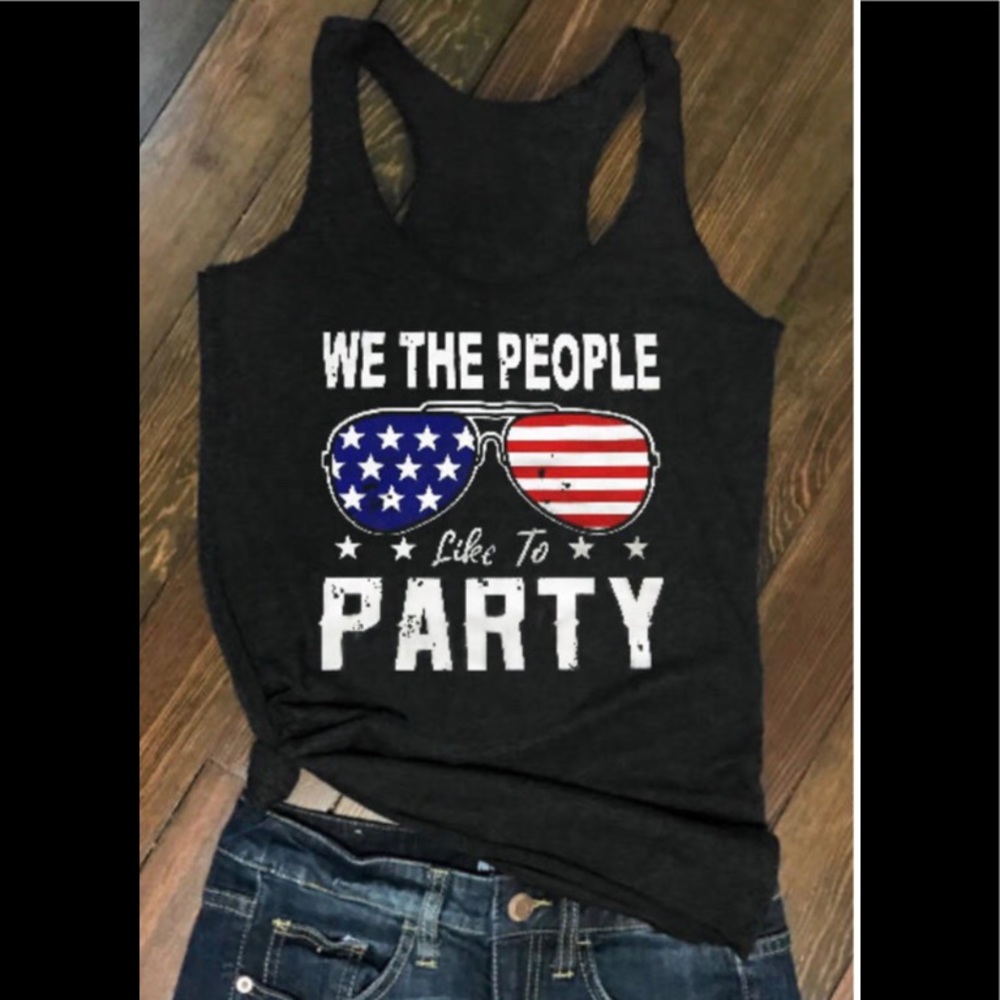 We The People Like To Party” With Sunglasses W/ America 🇺🇸 Tank Top